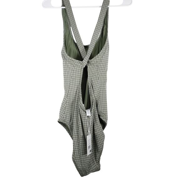 New Andie Swim Women’s Tulum One Swimsuit Seagrass Houndstooth Large $112 2249 - Picture 5 of 11